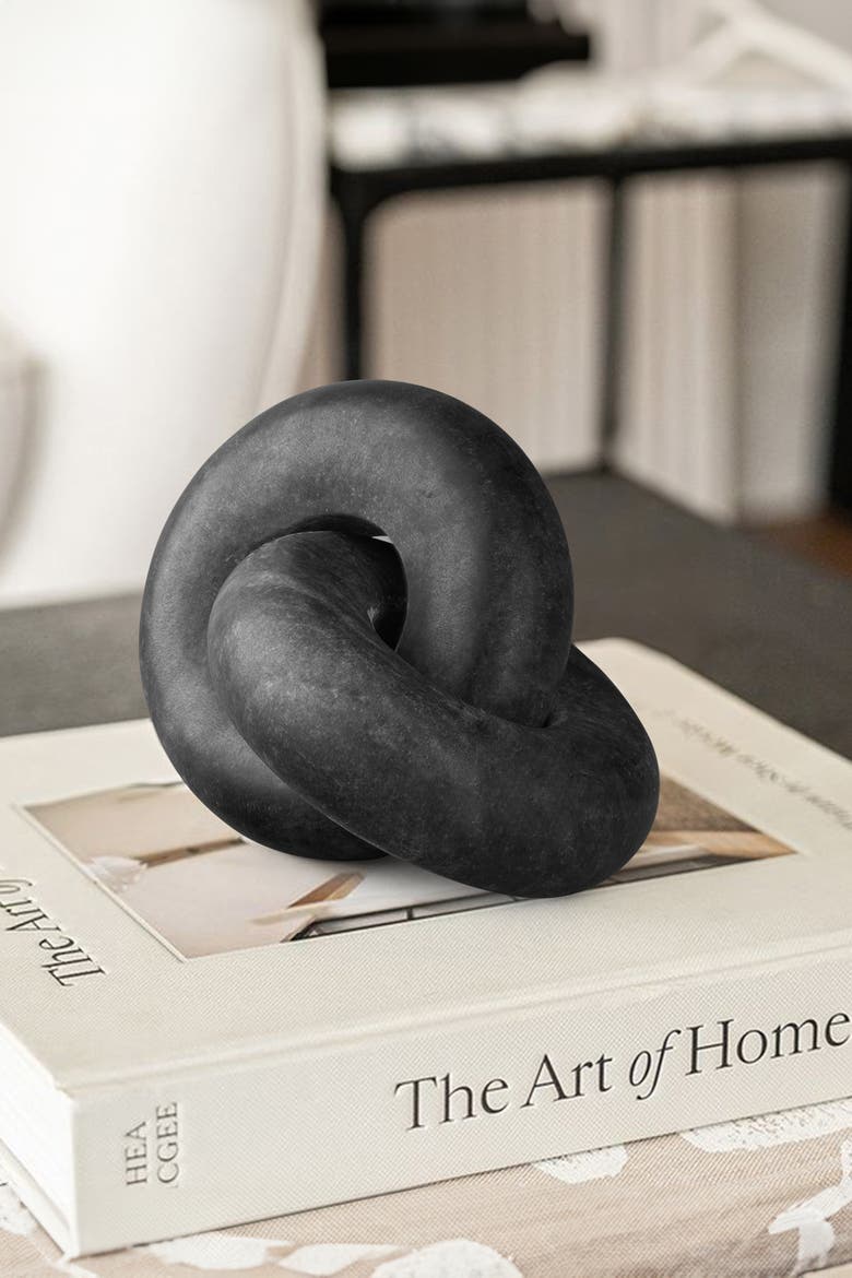 Munich Marble Knot Sculpture, Alternate, color, Midnight Black
