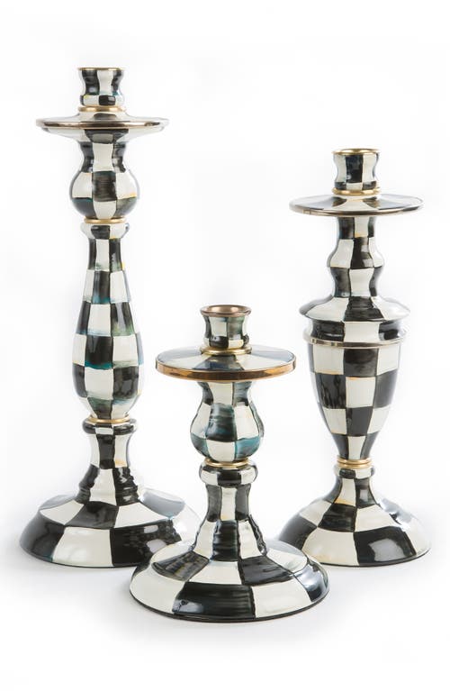 Mackenzie-childs Mackenzie Childs Courtly Check Large Enameled Steel Candleholder