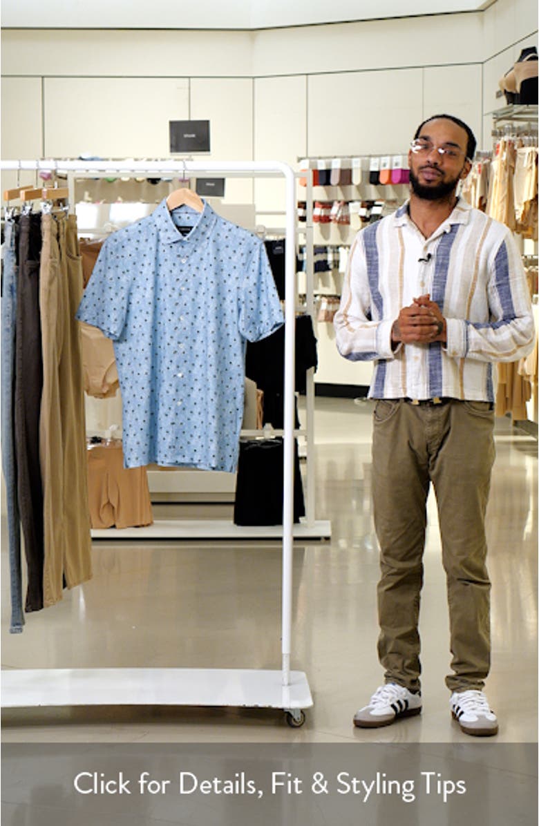 Milo OoohCotton<sup>®</sup> Palm Tree Print Short Sleeve Button-Up Shirt, sales video thumbnail