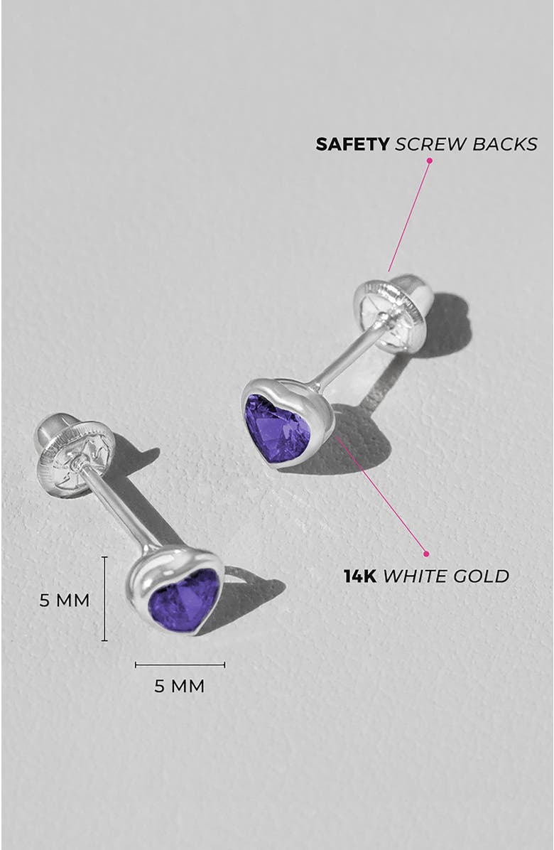 In Season Jewelry 14k Heart Bezel Cubic Zirconia Earrings, Alternate, color, Purple