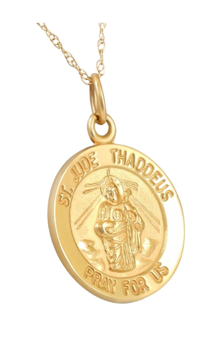 Bliss Diamond 14k Gold St. Jude Thaddeus Medal Pendant 1" Tall 2 Grams, Alternate, color,