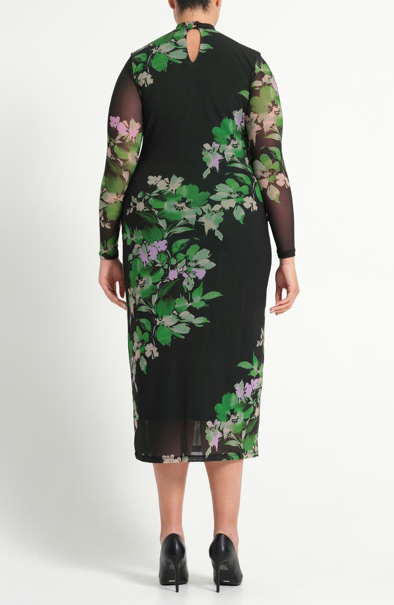 Estelle Fiora Long Sleeve Mesh Dress, Alternate, color, Ivy Fleur