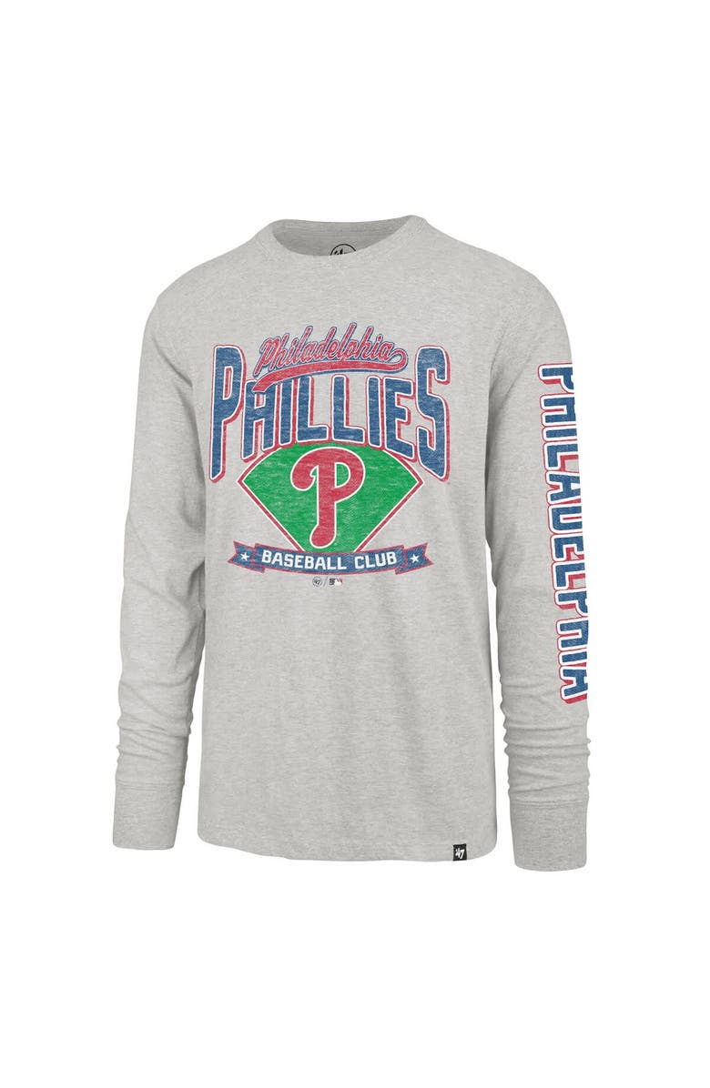 '47 Men's '47 Gray Philadelphia Phillies Big & Tall Distressed Franklin Long Sleeve T-Shirt, Alternate, color, Gray