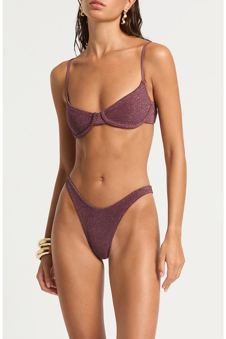 Gracie Underwire Balconette Bikini Top, Alternate, color, AMARENA LUREX MICRO