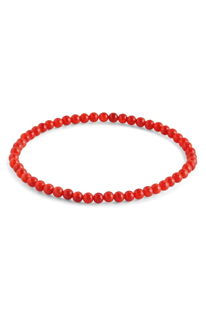 Sterling Forever Red Agate Beaded Stretch Bracelet, Main, color, Red Agate