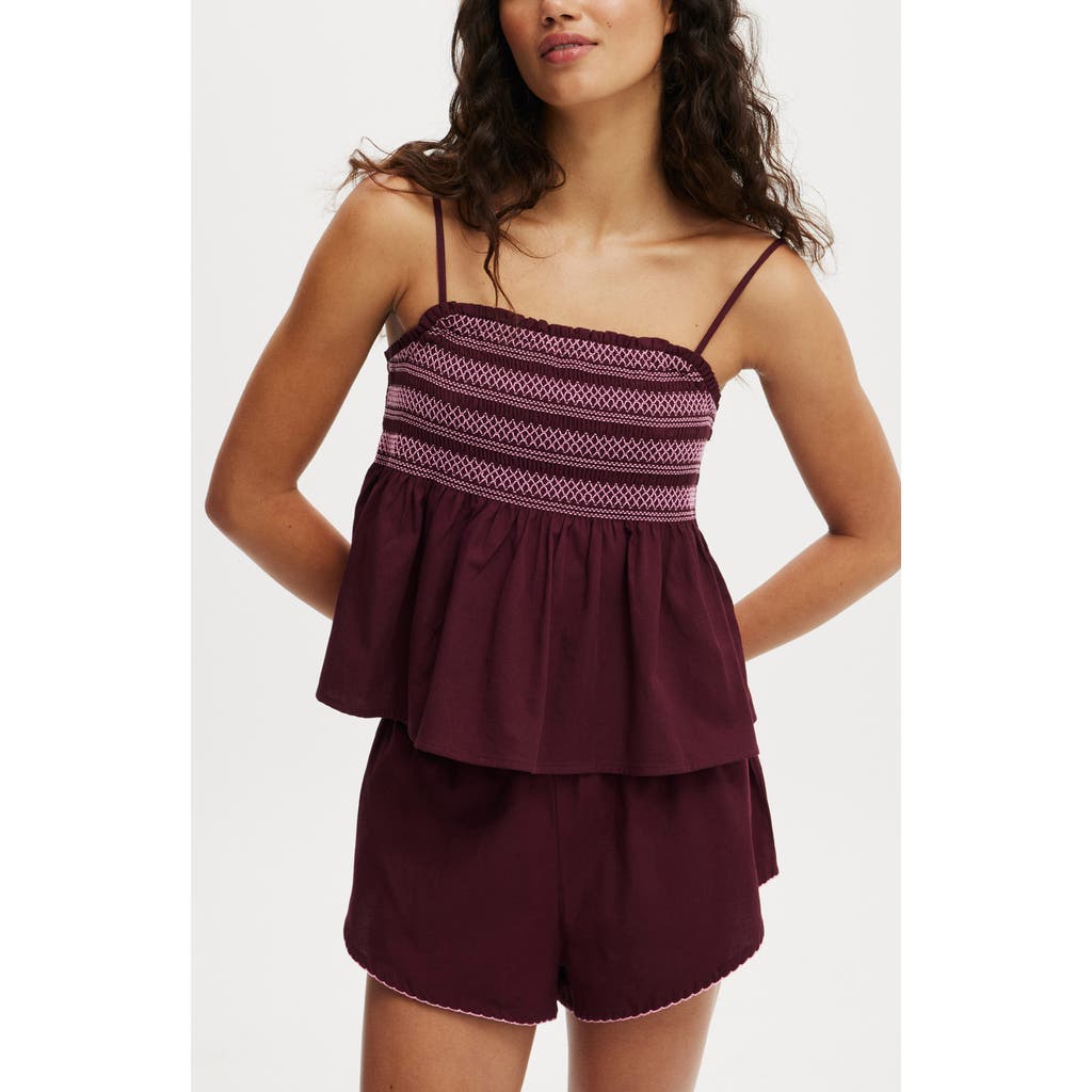 Shop Cotton On Body Shirred Woven Sleep Set In Dark Oak