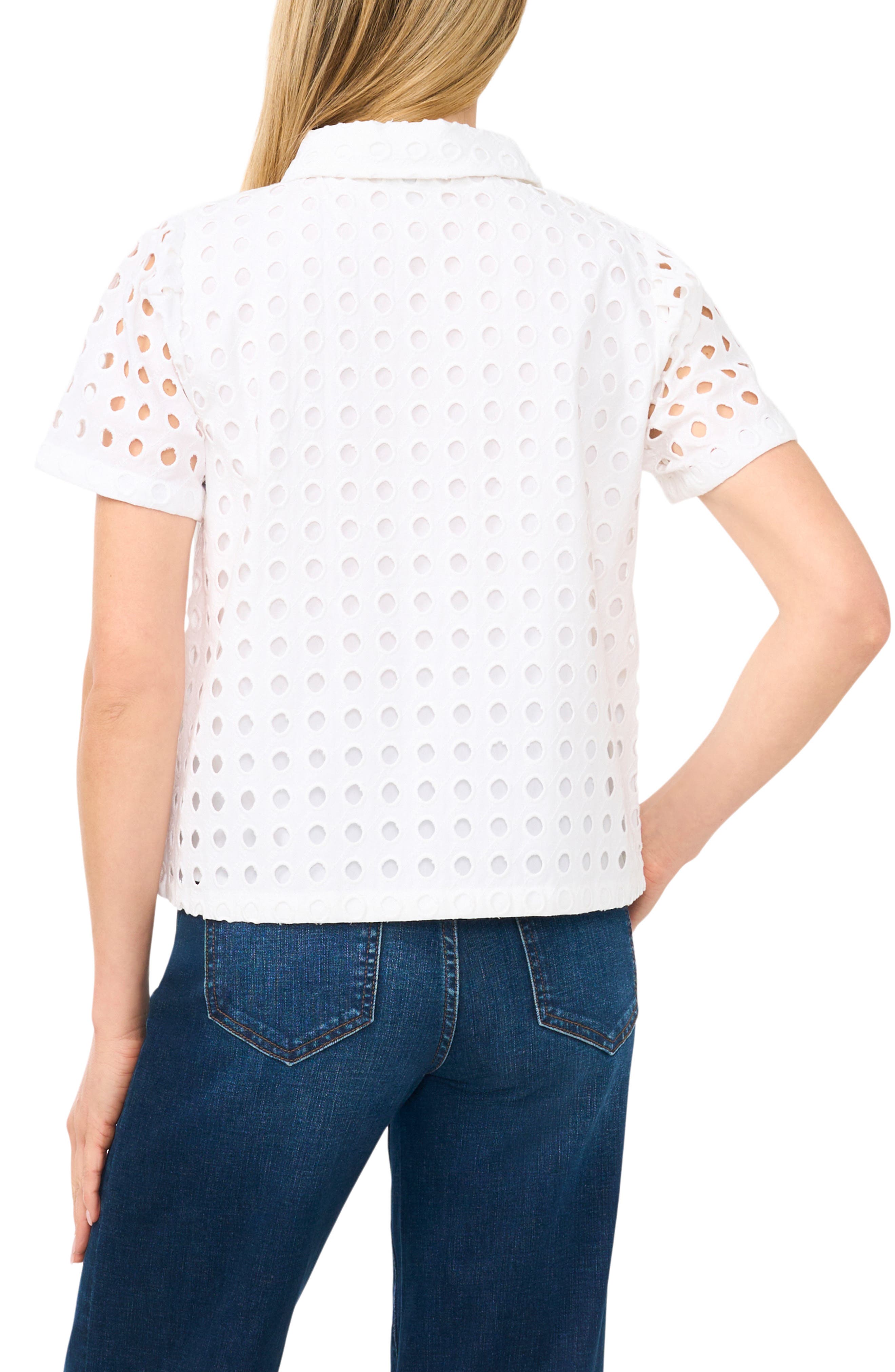 Cotton Eyelet Button-Up Shirt - image 4