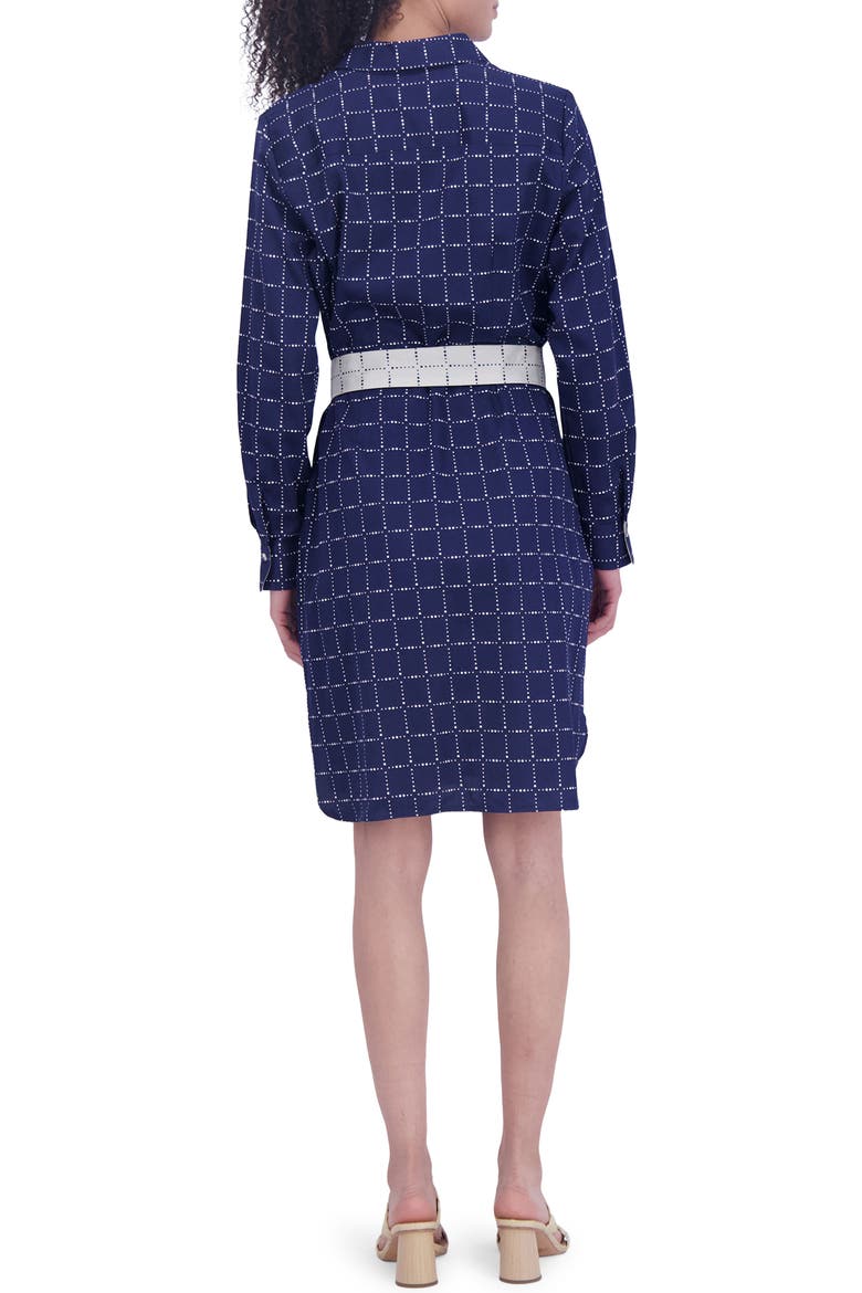 Rocca Dot Print Long Sleeve Cotton Shirtdress, Alternate, color, NAVY