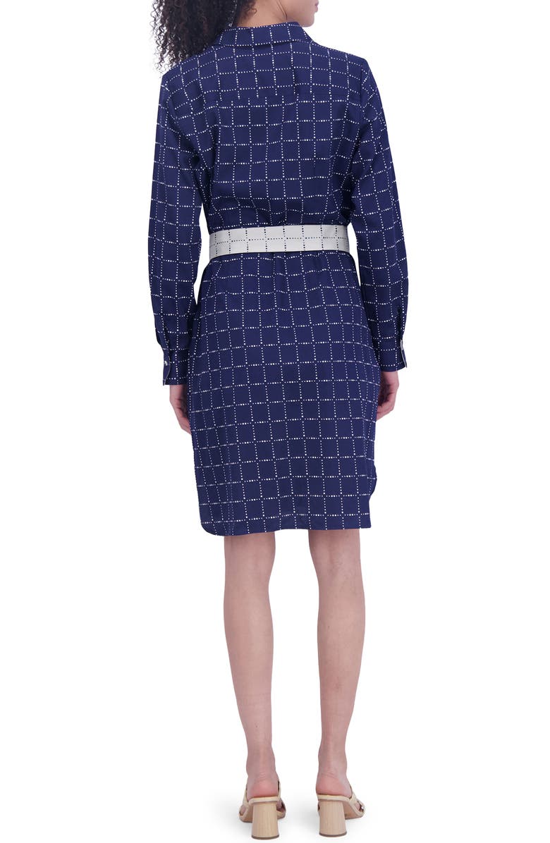 Foxcroft Rocca Dot Print Long Sleeve Cotton Shirtdress, Alternate, color, Navy