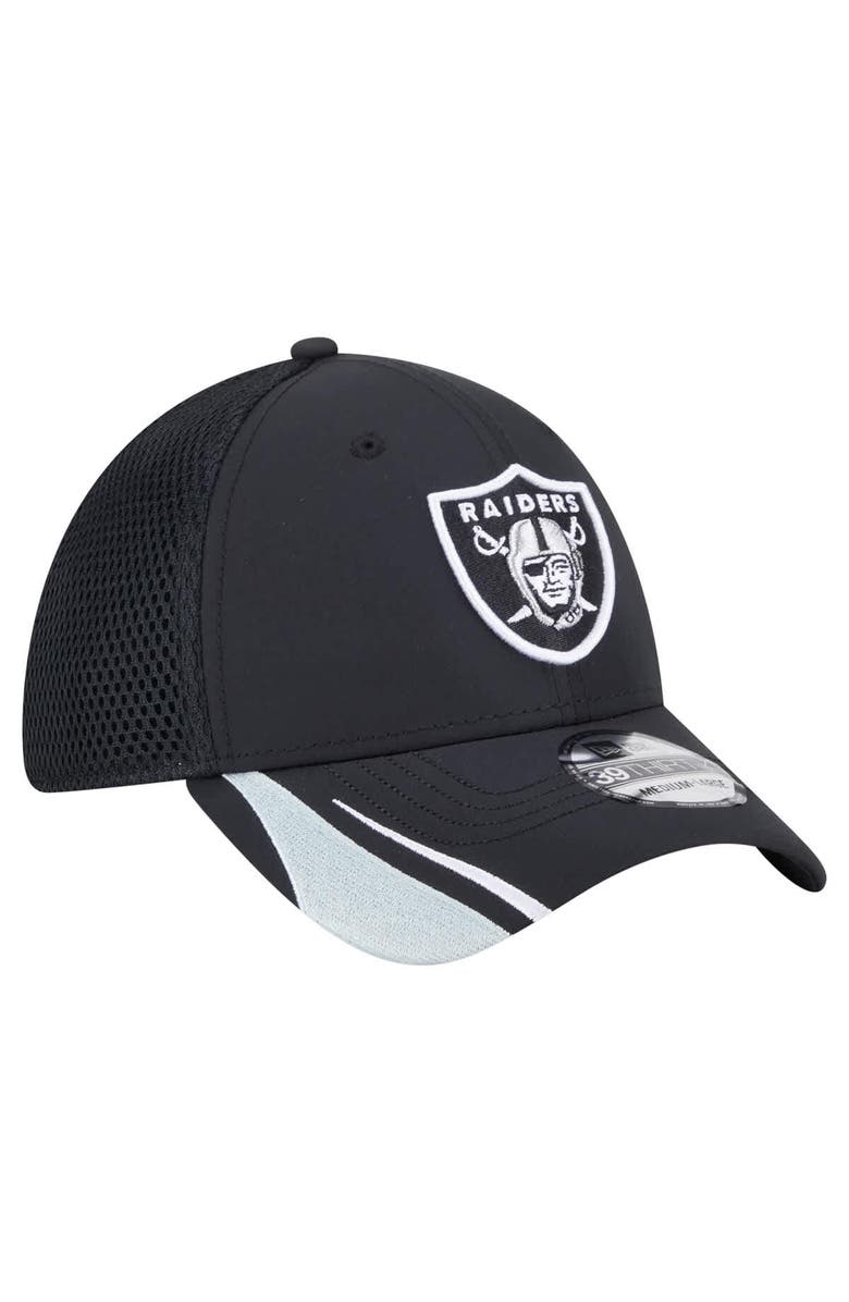 New Era Men's New Era  Black Las Vegas Raiders Game Day Linear 39THIRTY Flex Hat, Alternate, color, 
