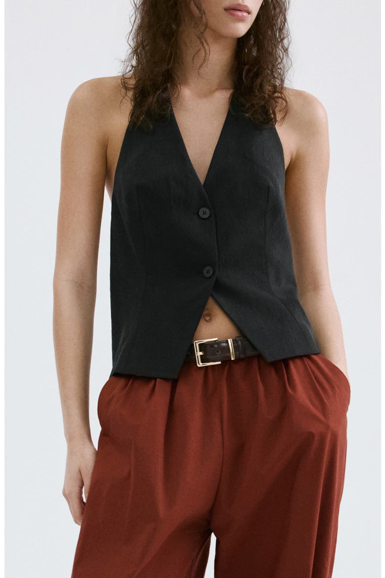 Halter Crop Vest, Main, color, BLACK
