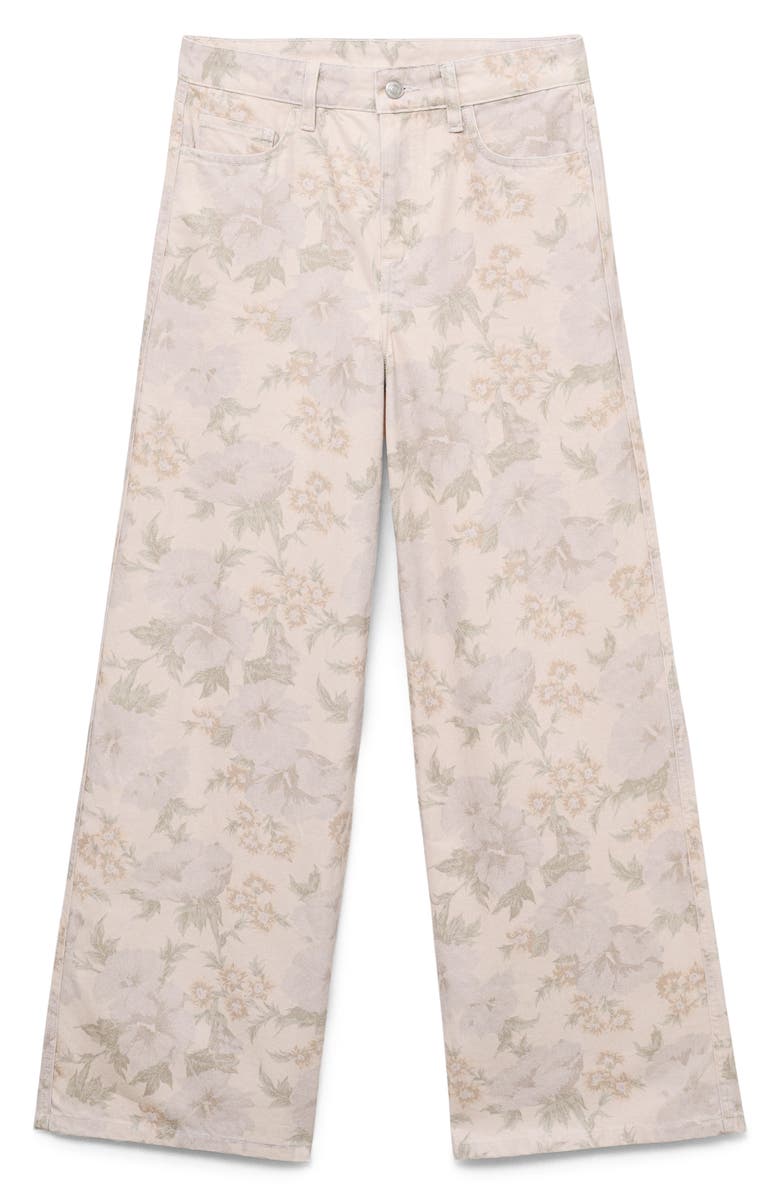 MANGO Floral Print Wide Leg Jeans, Alternate, color,