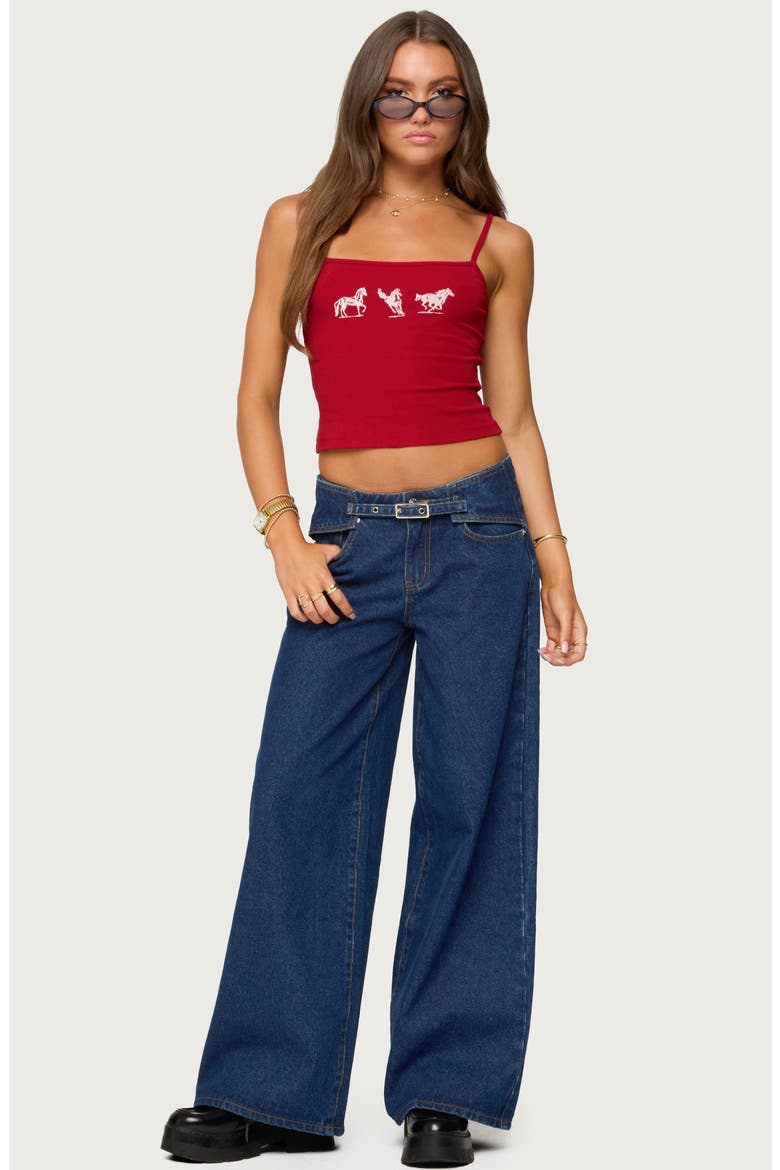 Wild Horses Graphic Crop Camisole, Alternate, color, RED