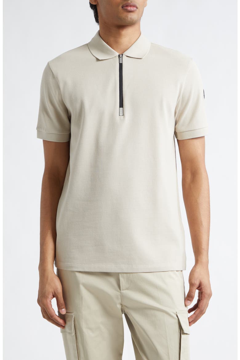 Cotton Pique Zip Polo, Main, color, AGATE GRAY