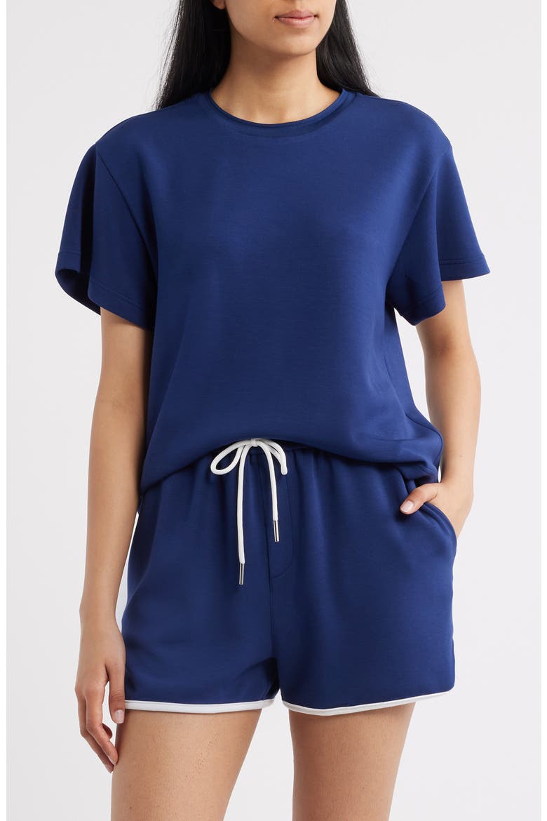 Rib Trim Crop T-Shirt, Main, color, MEDIEVAL BLUE