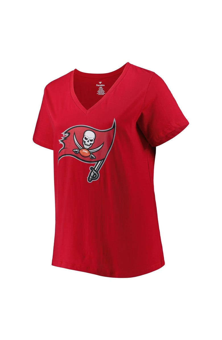 FANATICS Women's Fanatics Branded Tom Brady Red Tampa Bay Buccaneers Plus Size Player Name & Number Logo V-Neck T-Shirt, Alternate, color,