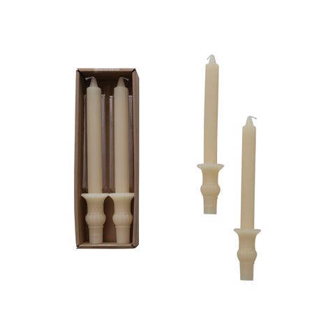 Tall Unscented Taper Candles, Cream, Set of 2