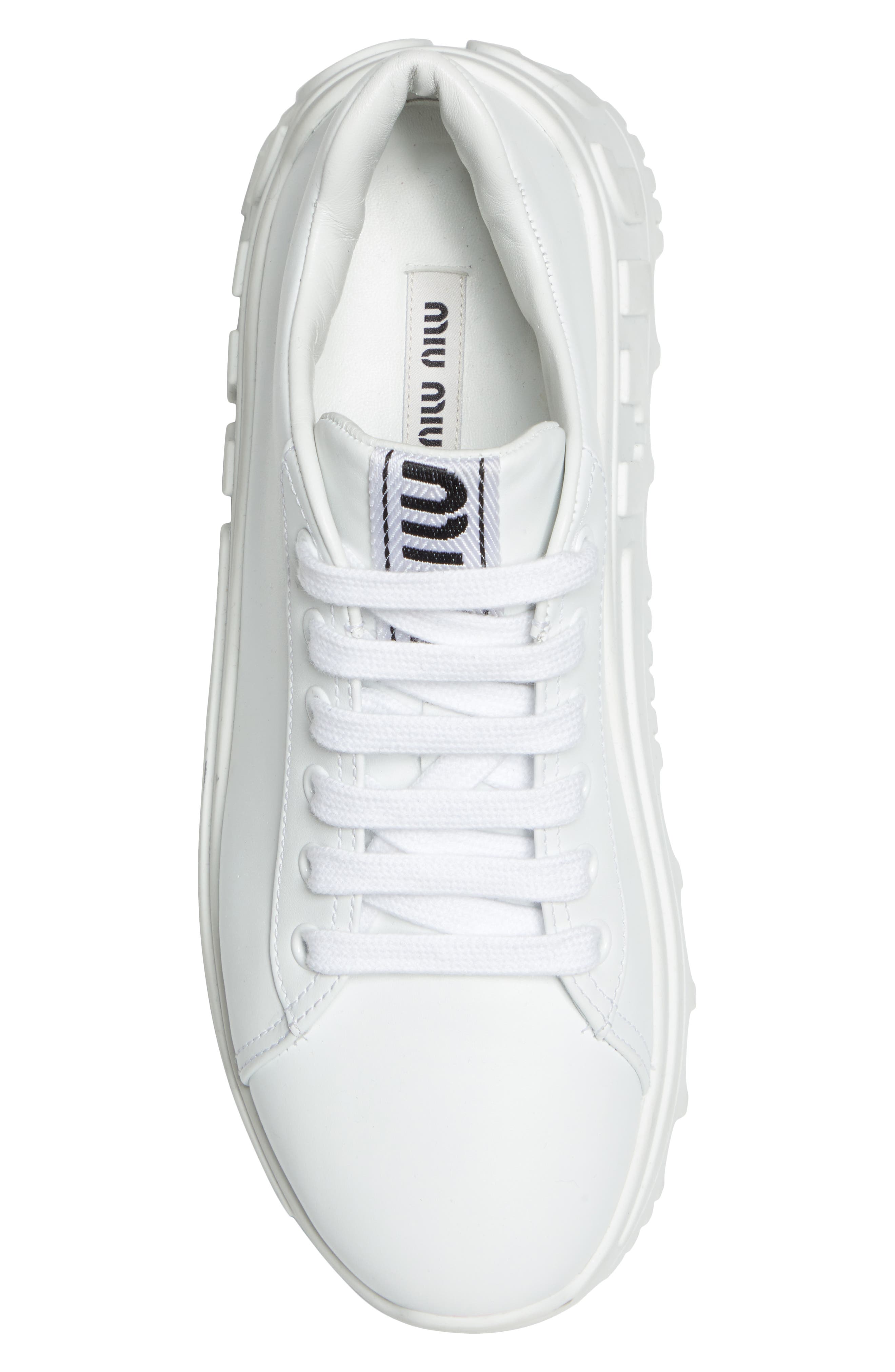 Miu Miu Logo Platform Wedge Sneaker, Alternate, color, 