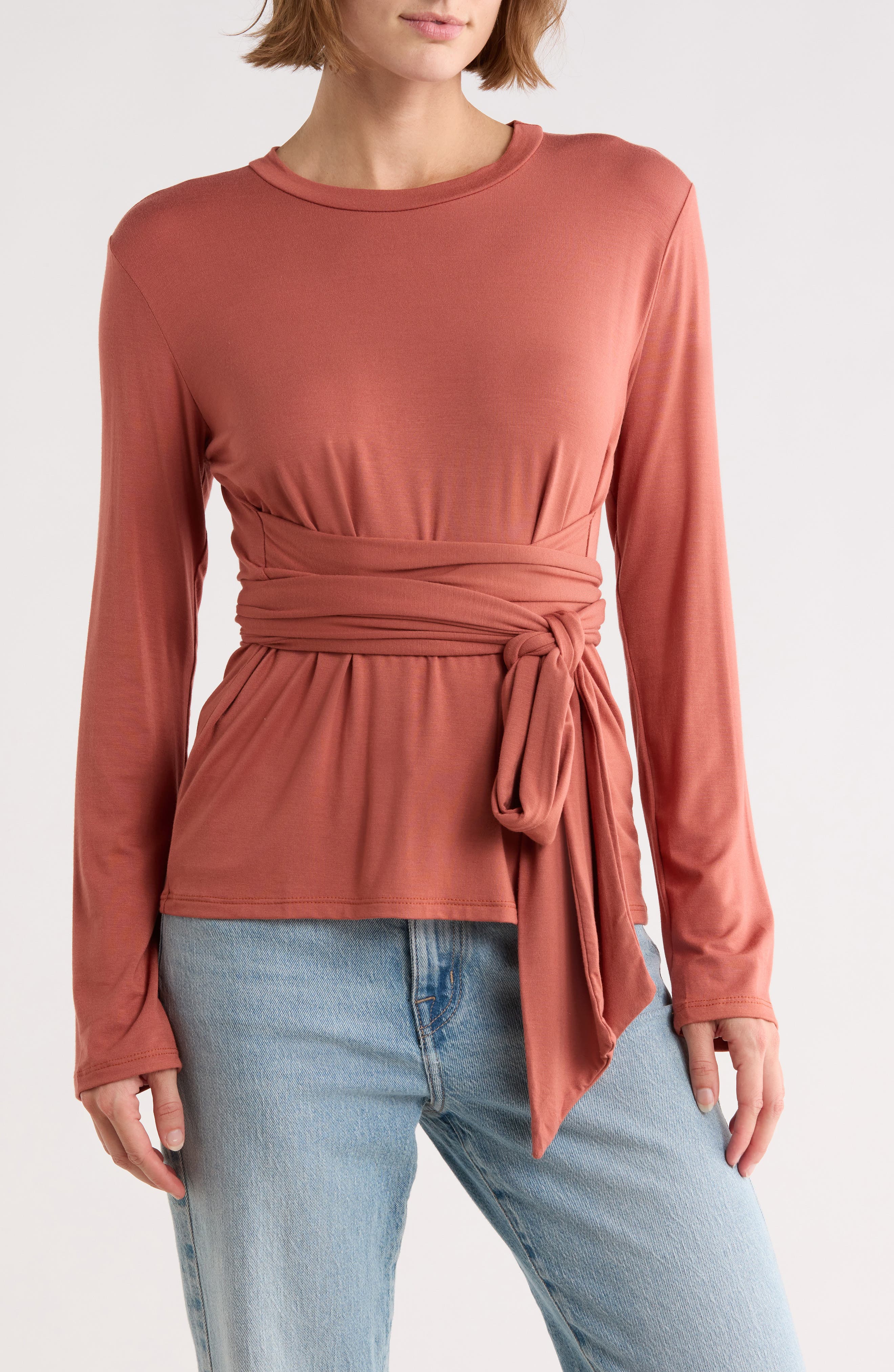 GO COUTURE Knit Front Knit Sweater