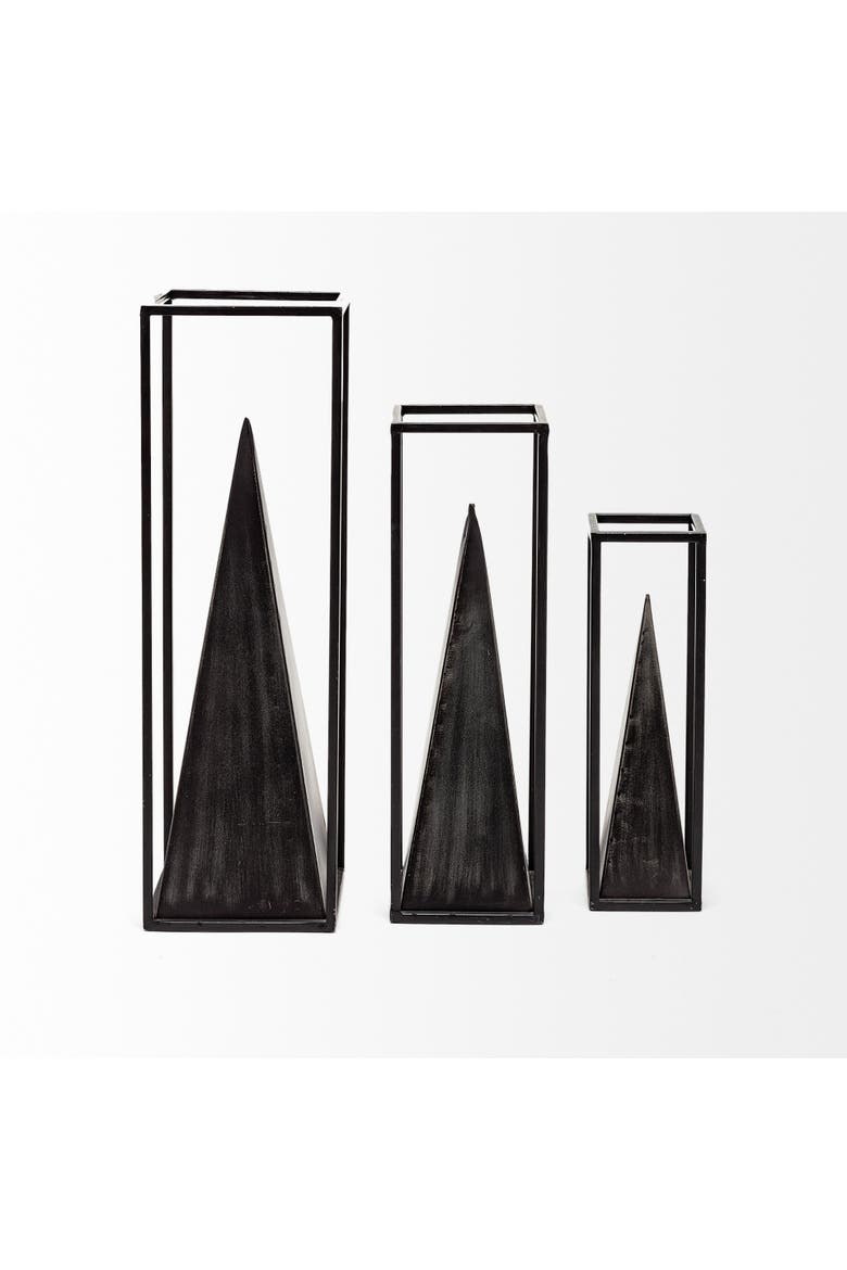 Memphis Metal Pyramid In A Square Frame, Alternate, color, Black