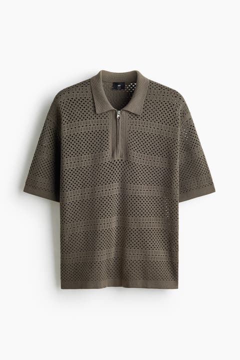 Relaxed Fit Hole-knit Polo Shirt