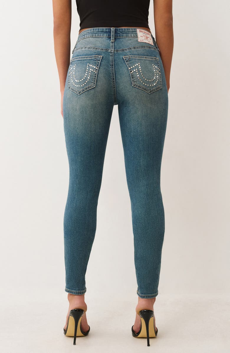 True Religion Jennie Crystal Embellished Skinny Jeans, Alternate, color, Light Autumn Walk Wash