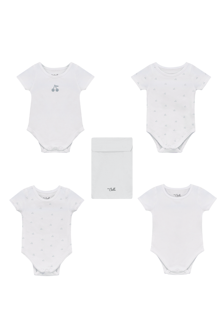 Cherry Print Short Sleeve Undershirt Set 4 Pack, Alternate, color, Pure White/Mauve
