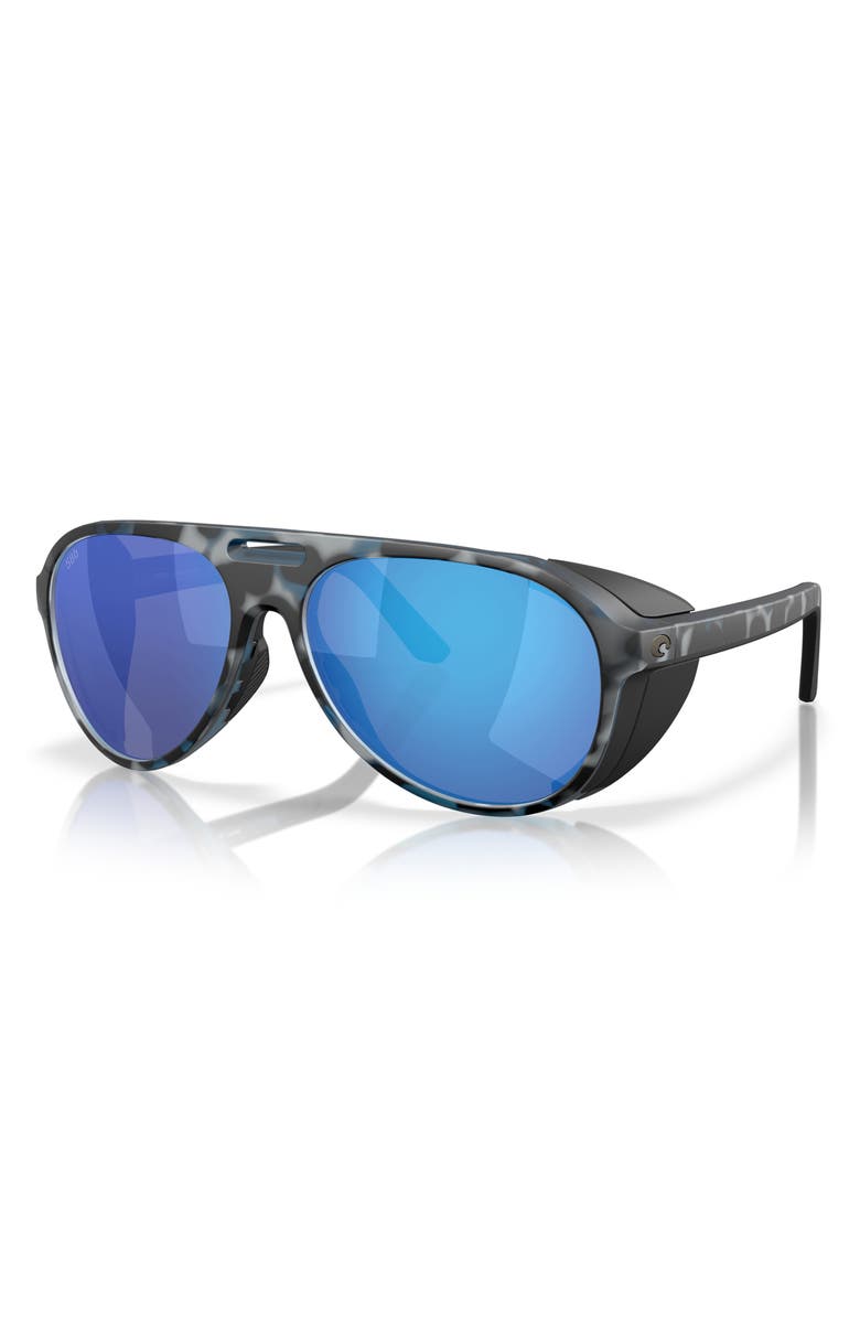 Costa Del Mar Grand Catalina 59mm Polarized Mirrored Aviator Sunglasses, Alternate, color, Deep Water Camo / Blue 580G