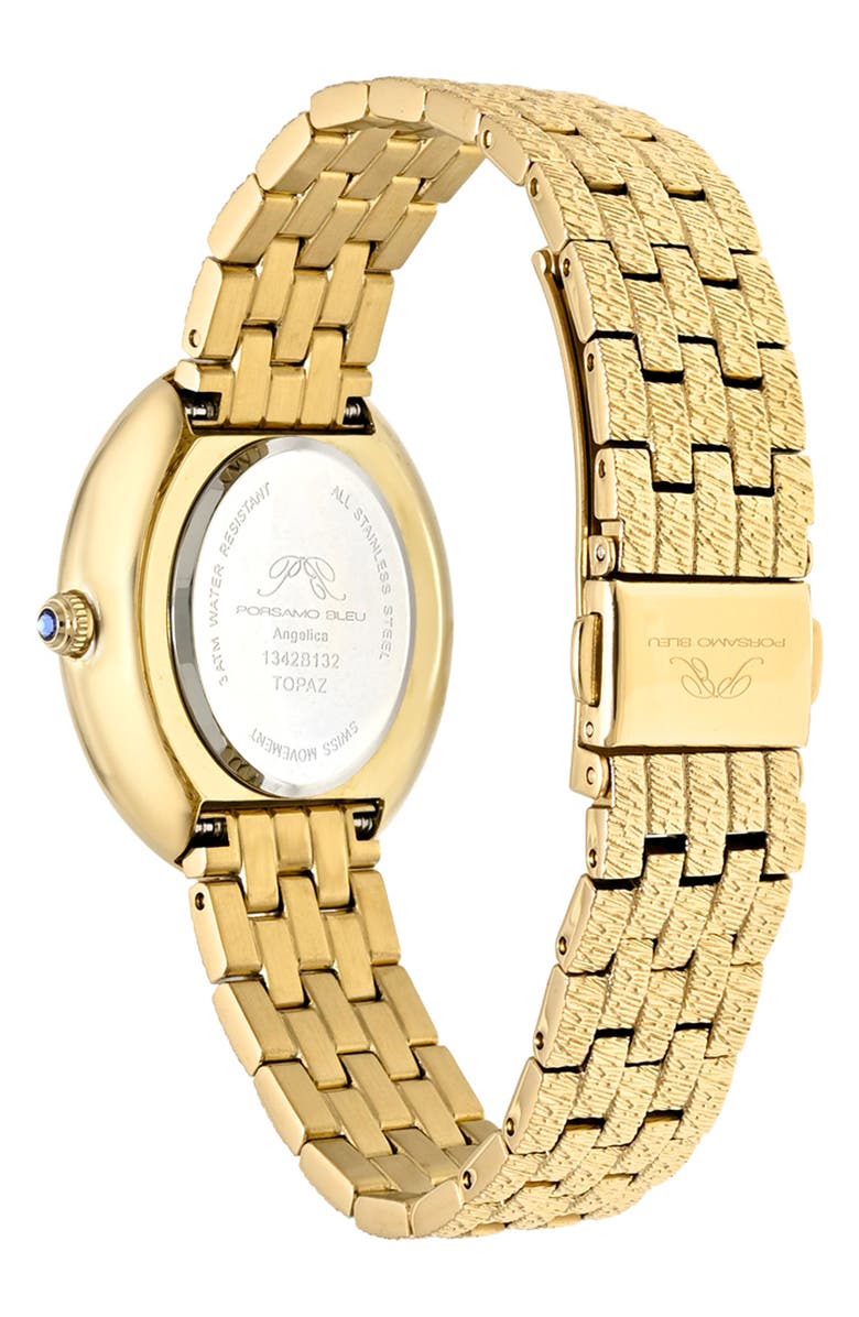 PORSAMO BLEU Women's Porsamo Bleu Angelica Oval MOP Dial Topaz Stainless Steel Watch, Alternate, color, Gold/ White