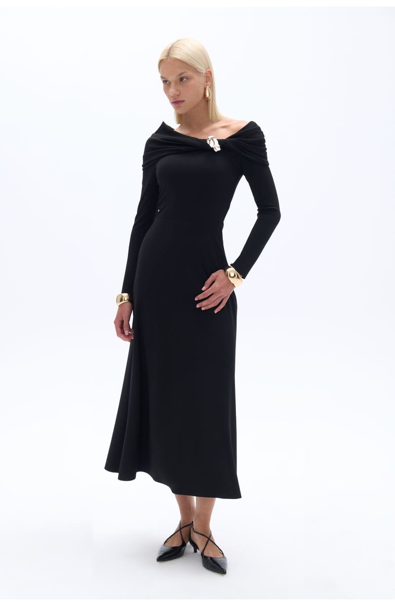 Nocturne One-Shoulder Midi Dress, Alternate, color, 