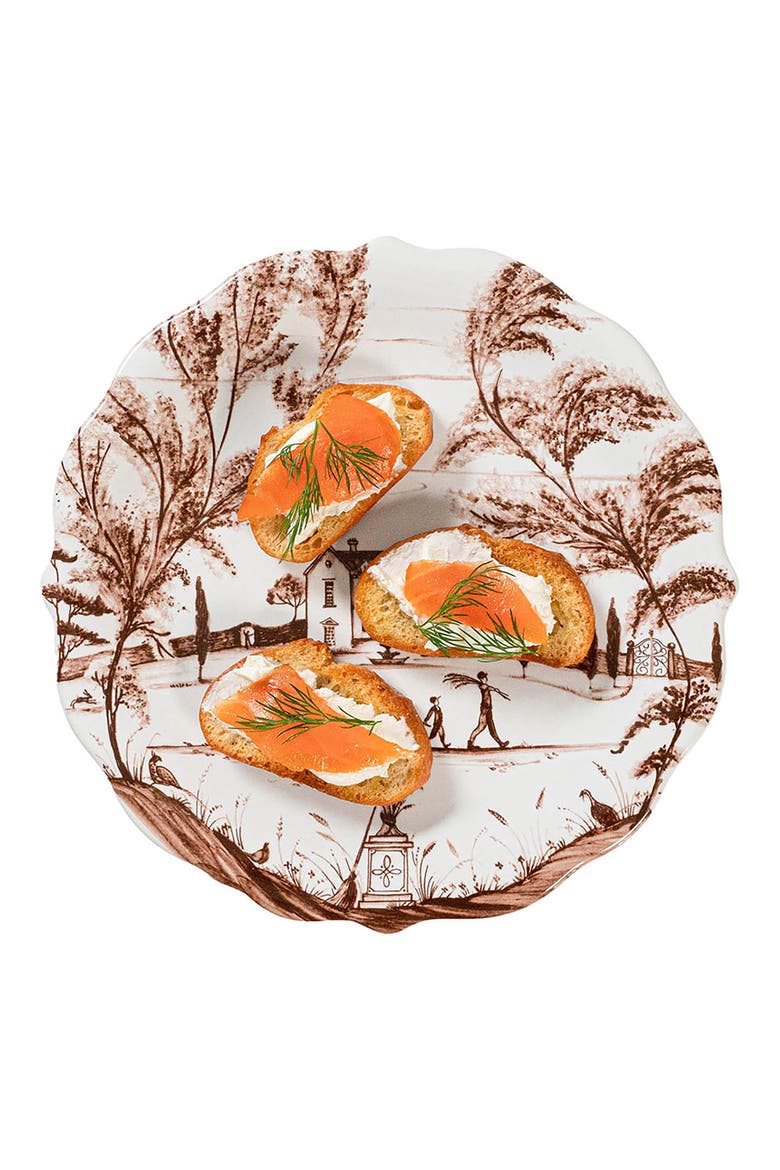 Country Estate Harvest Set of 4 Party Plates, Alternate, color, SEPIA