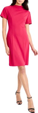 Maggy London Mock Neck Short Sleeve A-Line Minidress