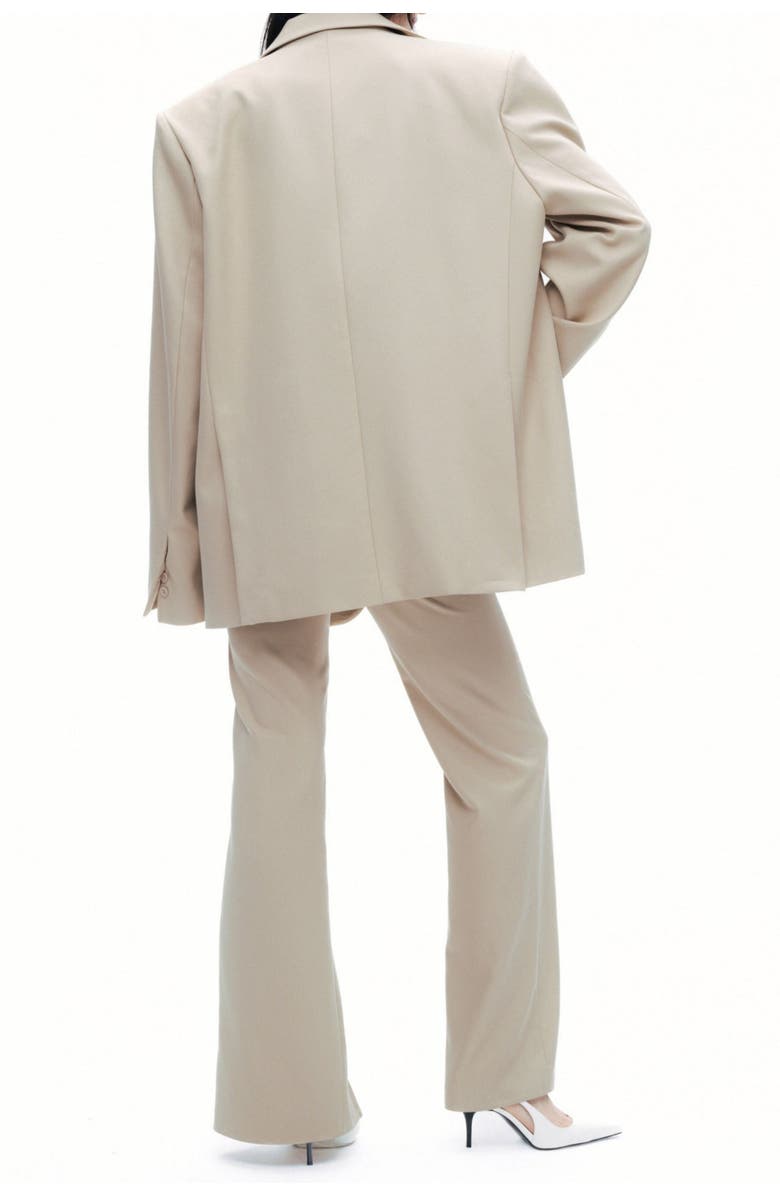 Nocturne Beige Oversized Blazer Jacket with Structured Shoulders, Alternate, color, 