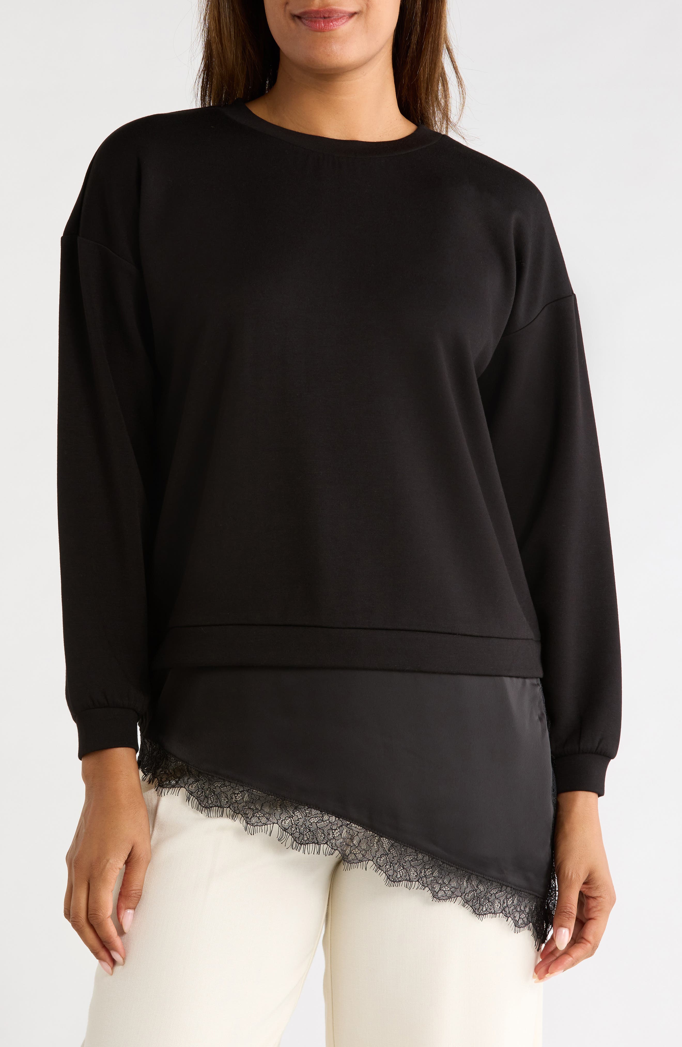 Lace Trim Layered Sweatshirt