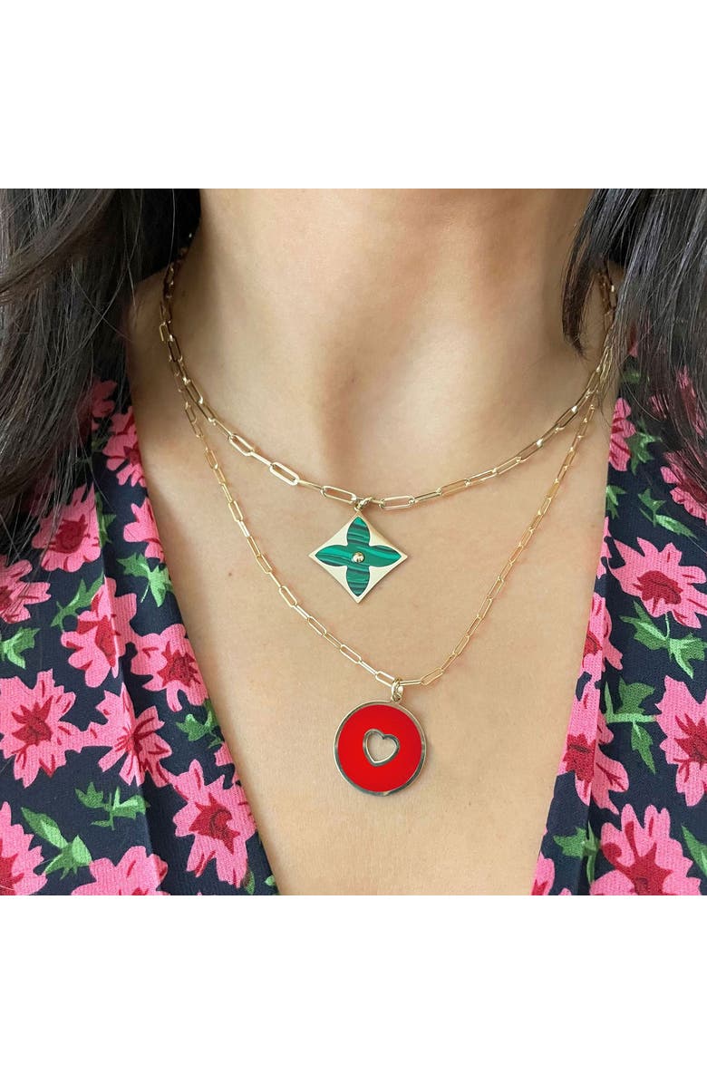 The Lovery Fine Jewelry Coral Donut Heart Charm, Alternate, color, Coral