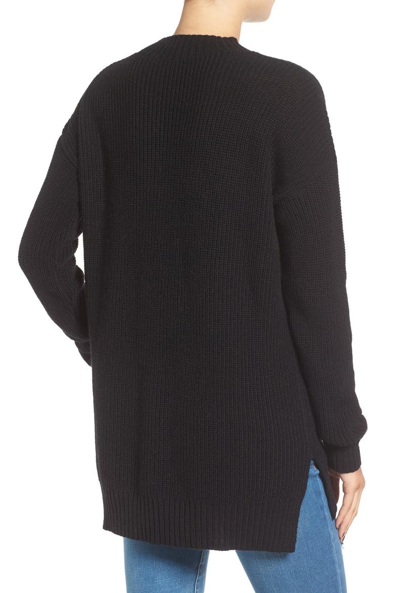 Ribbed Mock Neck Pullover, Alternate, color, BLACK