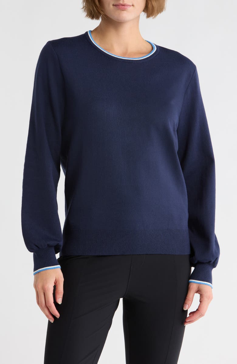 Peter Millar Coolspun Lite Crewneck Sweater, Main, color, Navy