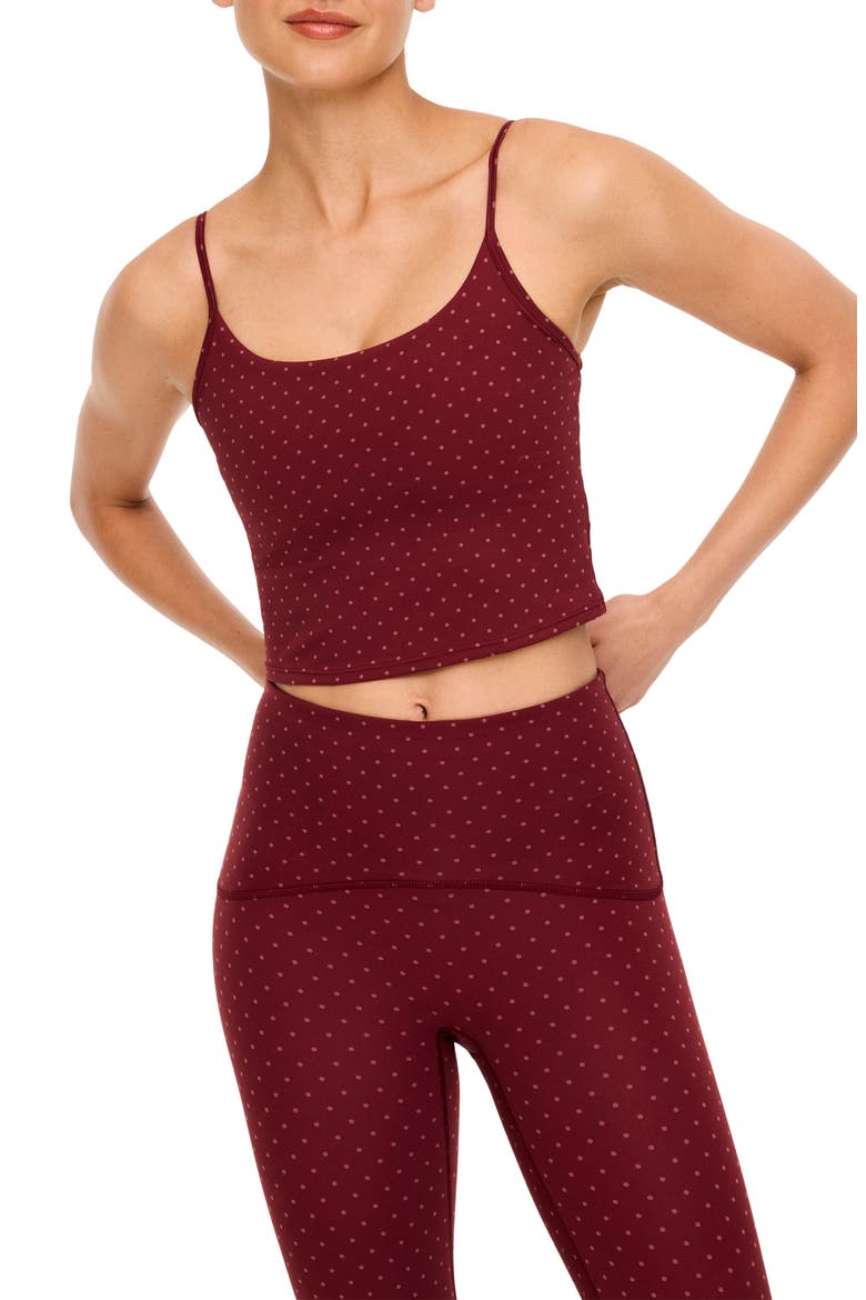 Cropped Shelf Cami, Main, color, MICRO TONAL DOT/ RUM RAISIN