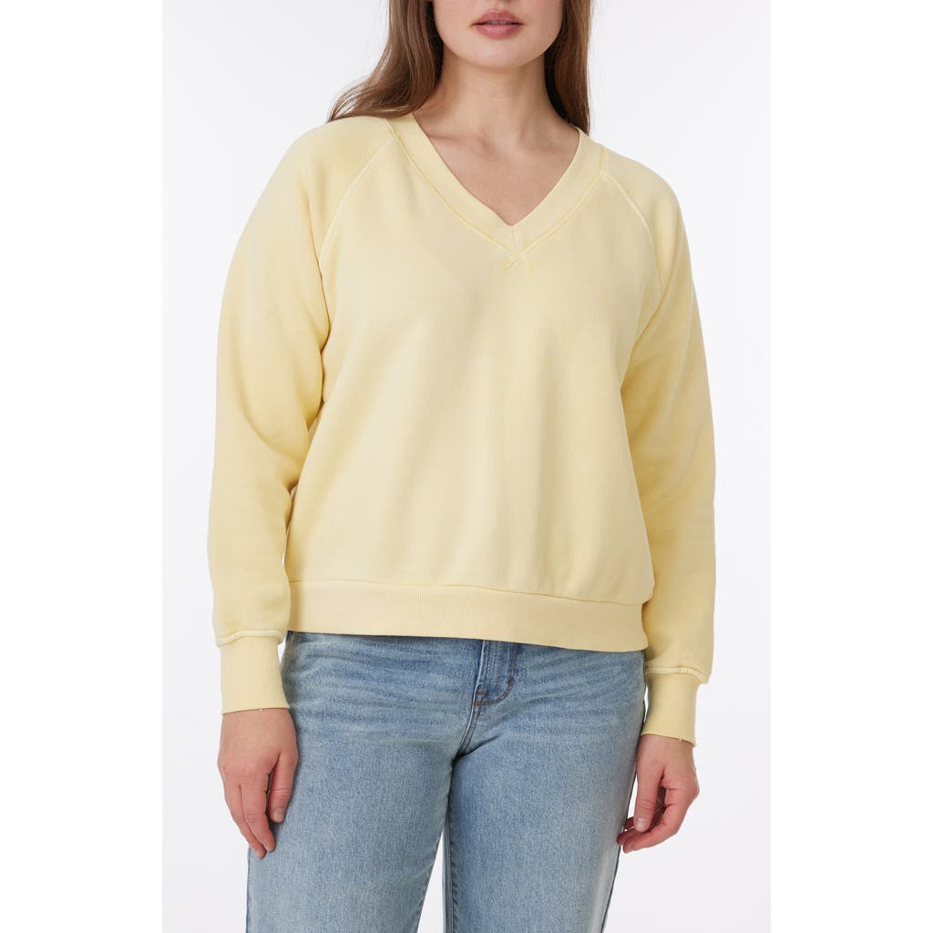 C&c California C & C California Delilah Sunwashed Fleece V-neck Sweatshirt In Chamomile