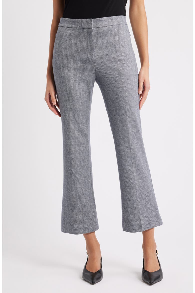 Herringbone Kick Flare Ankle Pants, Main, color, NAVY MELANGE
