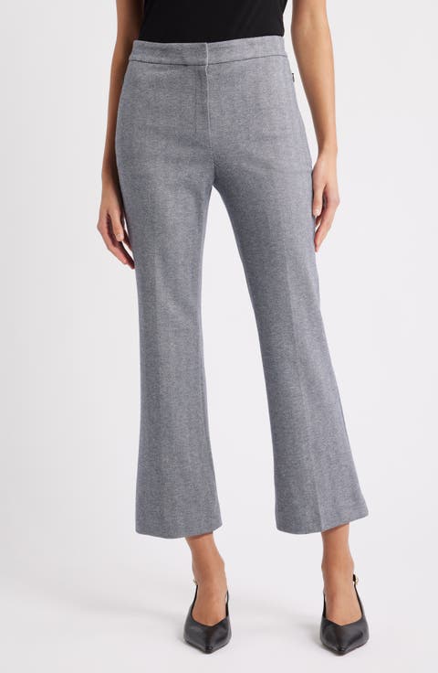 Herringbone Kick Flare Ankle Pants
