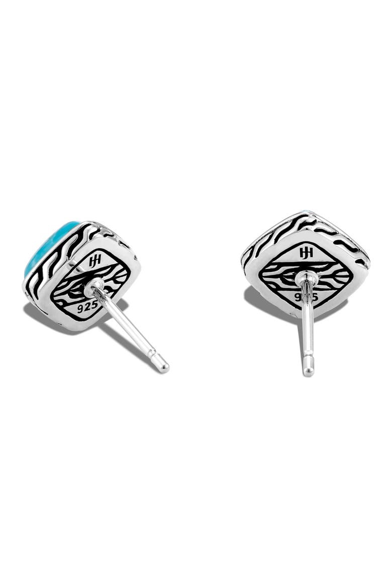 Classic Chain Sugarloaf Turquoise Stud Earrings, Alternate, color, SILVER/ TURQUOISE