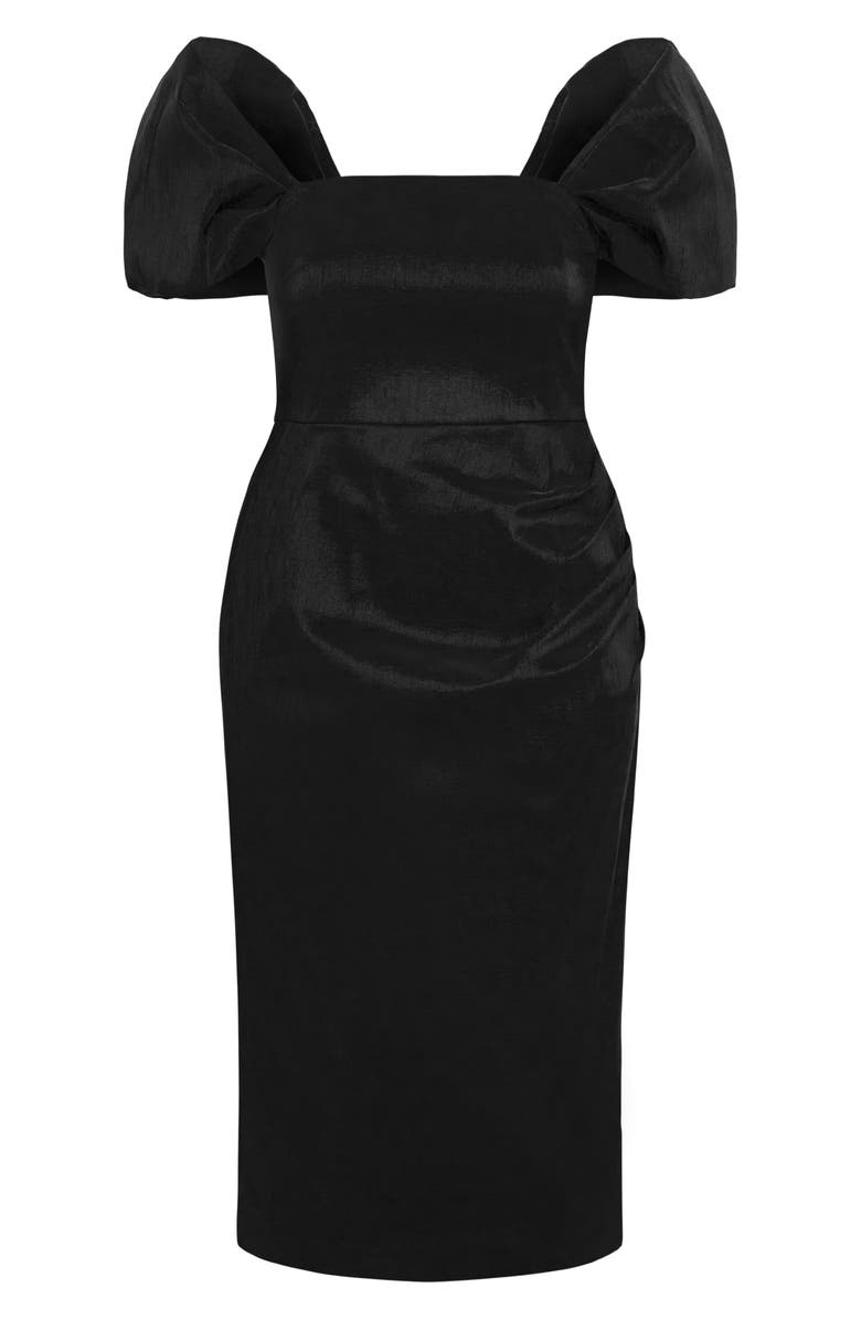 City Chic Elyse Puff Sleeve Sheath Dress, Alternate, color, Black