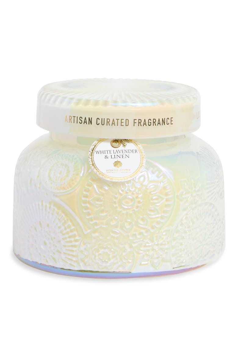 Victorian Rose Decorative Garden Jar Candle, Main, color, WHITE LAVENDER N LINEN