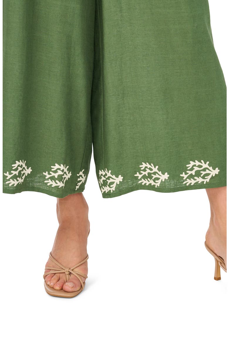 Leaf Print Hem Pants, Alternate, color, MYRTLE