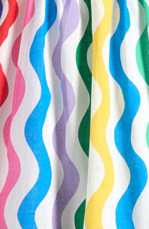 Shop Mini Boden Kids' Stripe Tiered Cotton Sundress In Multi Wave