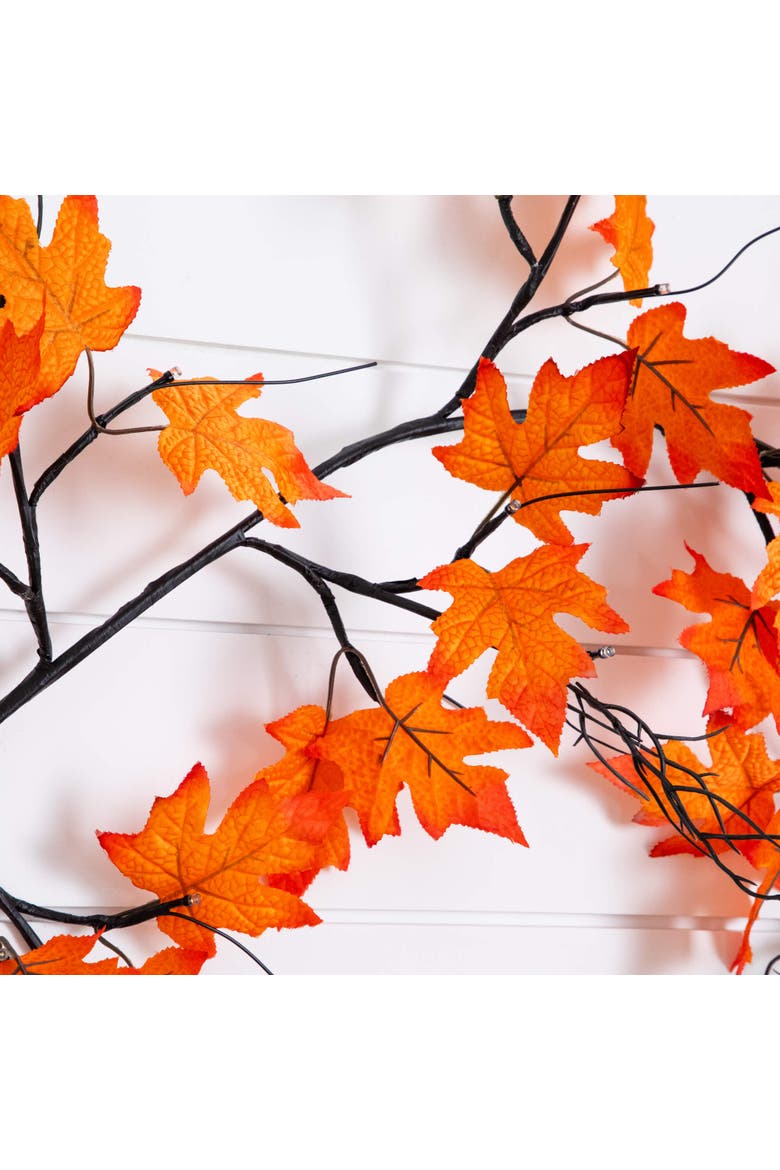 6-ft Pre-Lit Autumn Maple Artificial Fall Garland with 54 Warm White LED Lights, Alternate, color, Orange