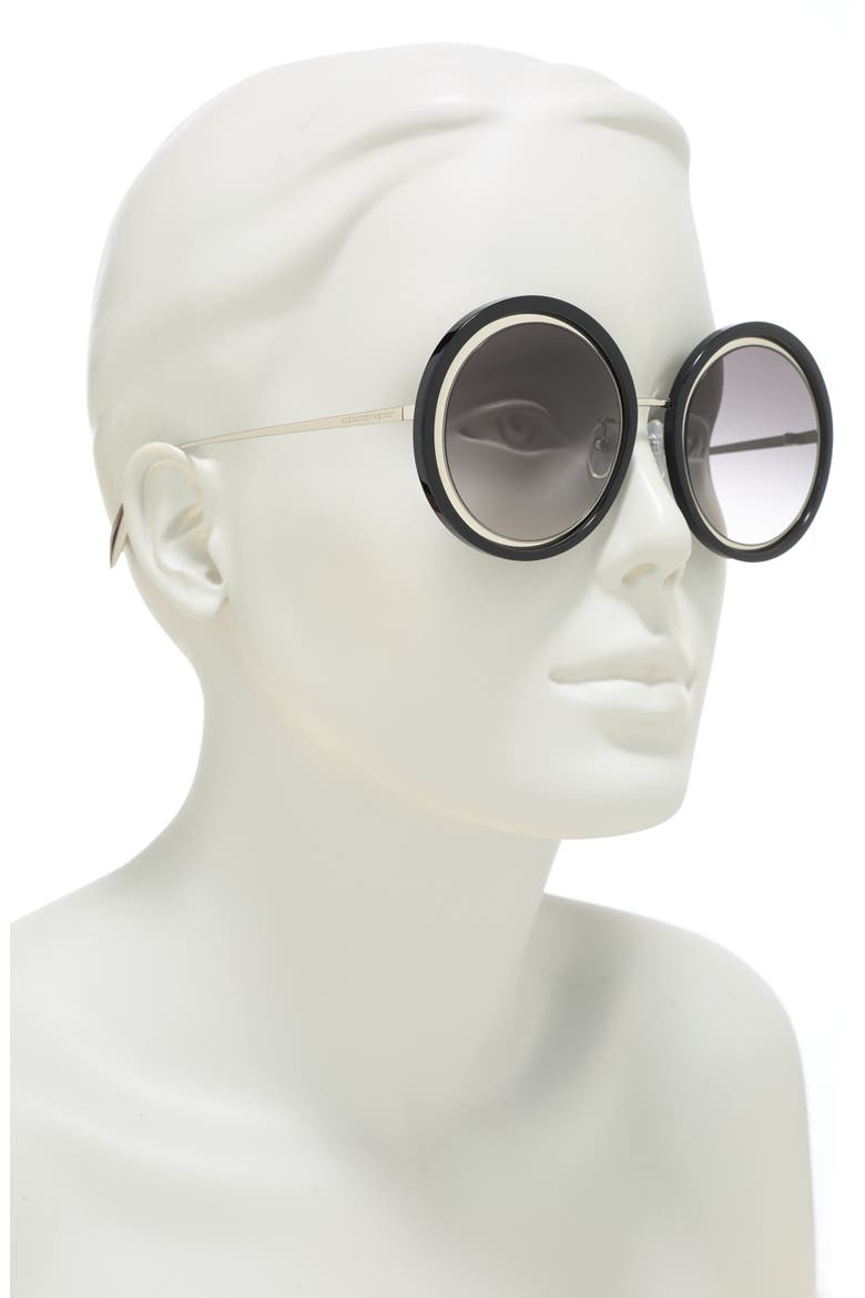 Alexander McQueen 53mm Round Sunglasses, Alternate, color, SILVER SILVER GREY/GGY