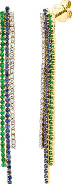 SHAY Triple Thread Gemstone Linear Earrings