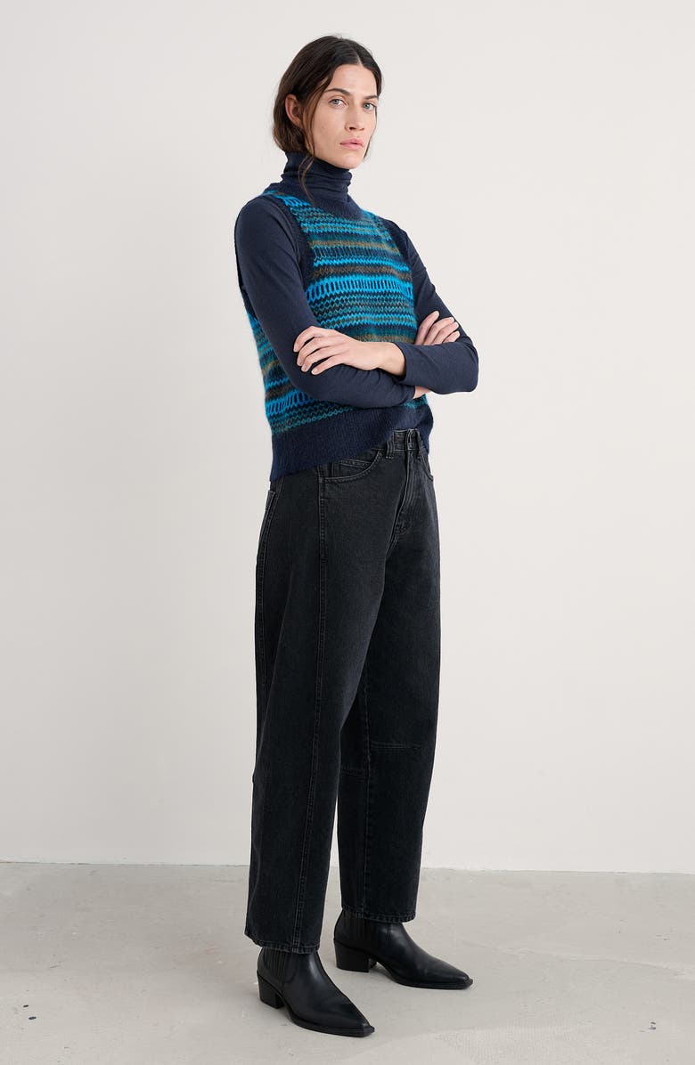 Seasalt Cornwall Annik Fair Isle Wool & Mohair Blend Sweater Vest, Alternate, color, Knit Modernist Cyan Multi